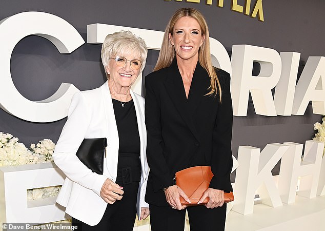 Victoria Beckham was supported by husband David's mother Sandra Beckham (L) and sister Joanne (R) at the premiere of her Netflix documentary on Wednesday night