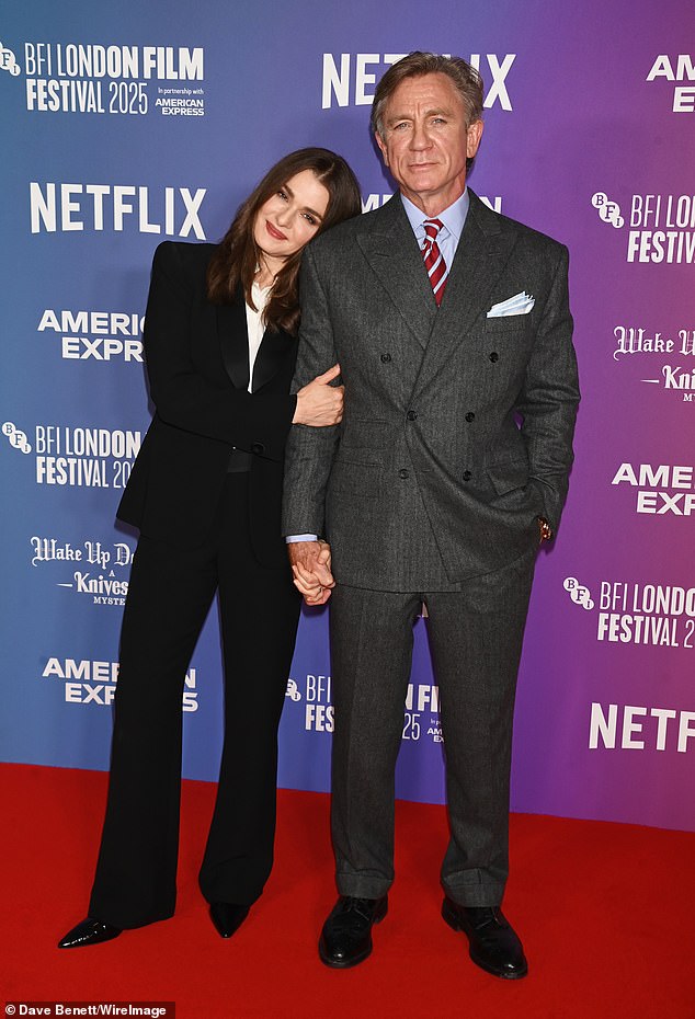 Daniel was joined on the red carpet at the event but his wife Rachel Weisz, who looked chic in a black suit