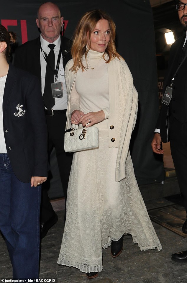 Leading the way, Geri Halliwell-Horner looked incredible in her trademark white as she arrived at the after party to continue the celebrations
