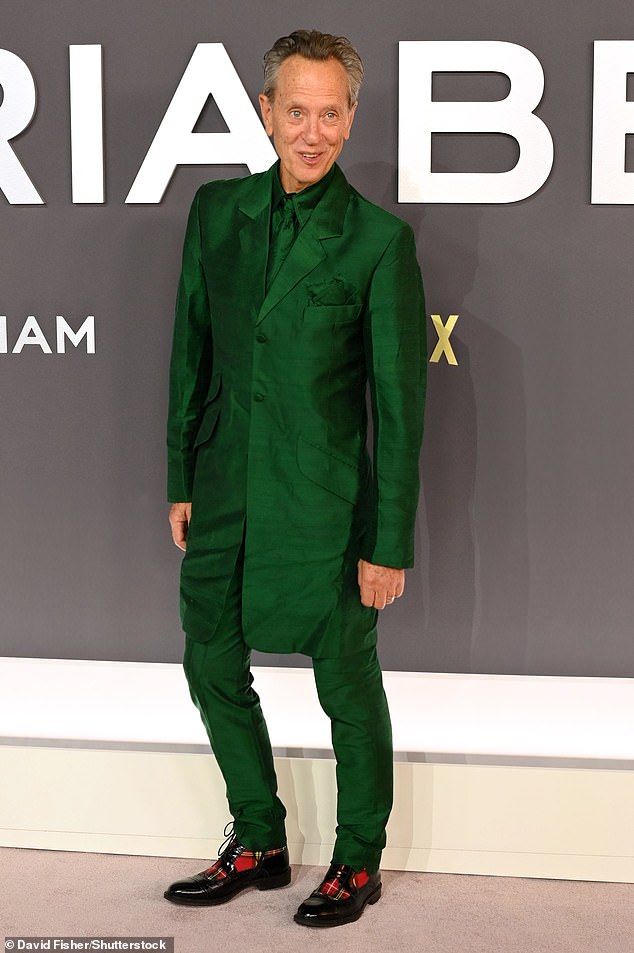 Richard E. Grant put on a vibrant display in a bright green ensemble