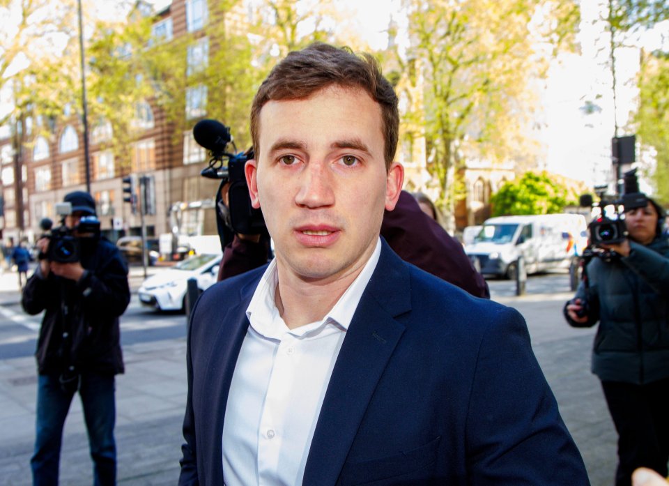 Christopher Cash arriving at Westminster Magistrates Court.