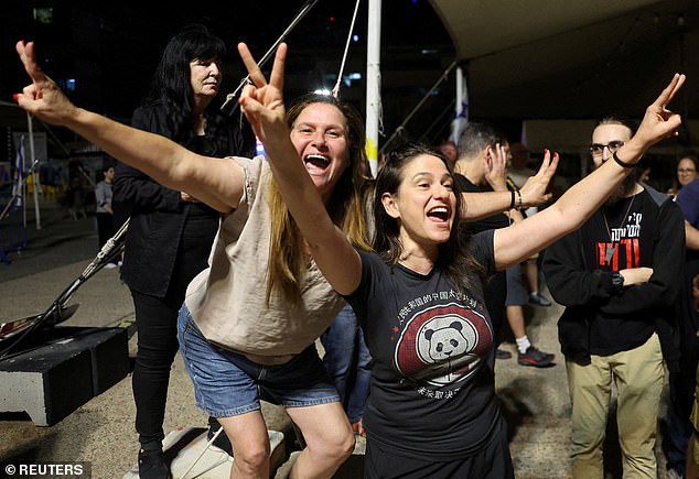 The celebrations in Hostages Square continued well into the night following the agreement