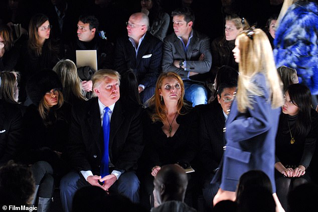 The Daily Mail's Sarah Vine reported: 'They both demand, and expect, the absolute vippiest of VIP treatment, at all times'. Pictured: The Duchess of York sat front row at the Mercedes-Benz show at New York Fashion Week 2007, alongside Donald Trump and his wife Melania.