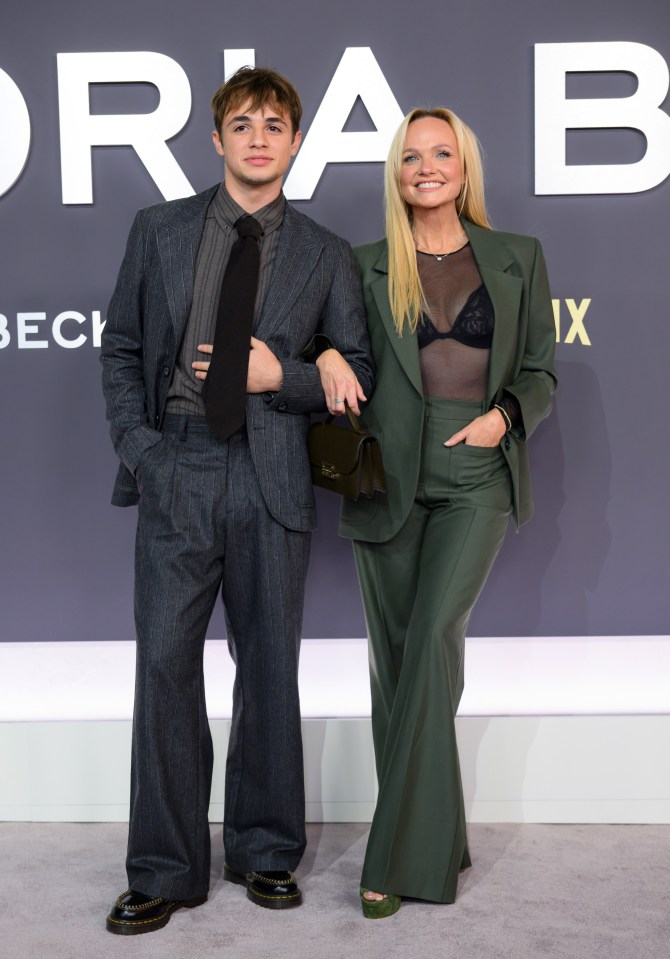 Beau Lee Jones and Emma Bunton at the "Victoria Beckham" World Premiere.