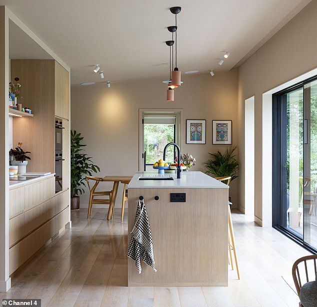 The final kitchen was light and bright, with Kevin saying it felt like 'being surrounded by nature'