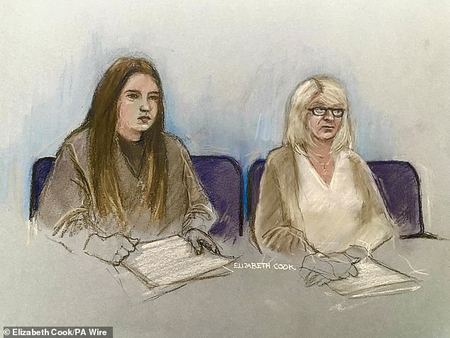 A court sketch of Julia Wandelt (left) and Karen Spragg in the dock at Leicester Crown Court