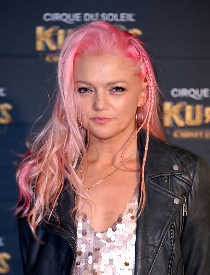 Hannah Spearritt with pink hair attending the European premiere of Cirque du Soleil's "Kurios: Cabinet Of Curiosities."