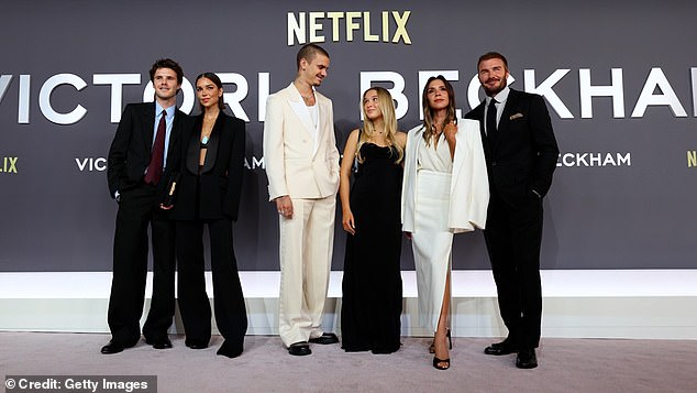 Meanwhile, the rest of his family were dolled up to the nines as they gathered to watch the first two episodes of Victoria's new show