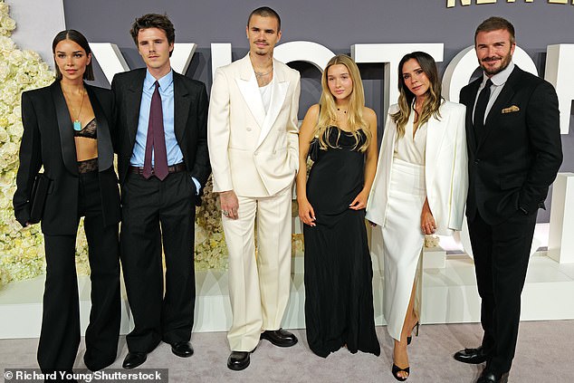 On Wednesday, Victoria was surrounded by her nearest and dearest at the screening of her new docu-series (L-R) Jackie Apostel, Cruz Beckham, Romeo Beckham, Harper Beckham, Victoria Beckham and David Beckham