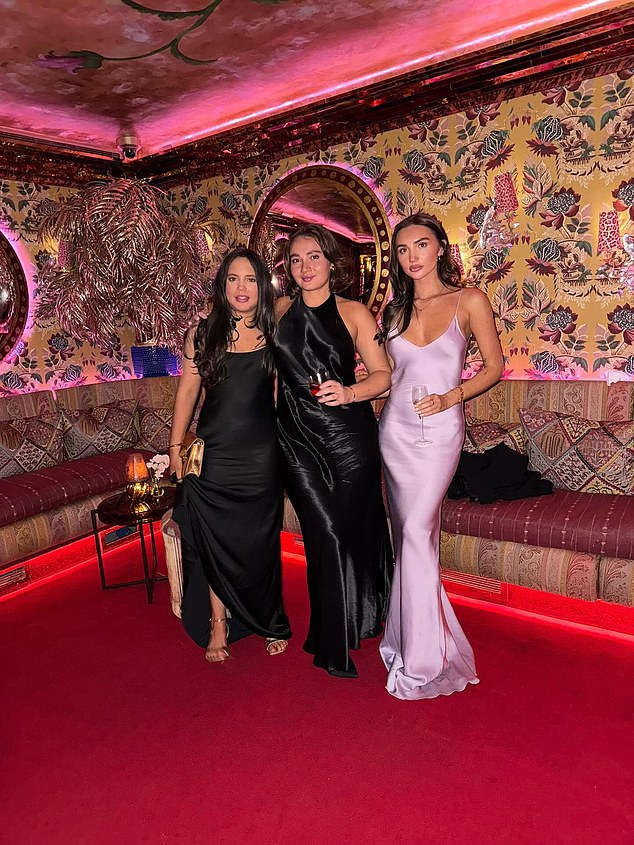 It comes after Victoria's party guests have shared a look inside her lavish afterparty following the London premiere of her Netflix documentary on Wednesday night (pictured Victoria's nieces Quincy, Liberty and Tallulah)