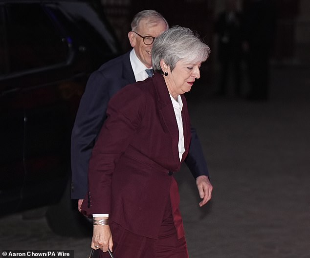 Pictured: Former prime minister Theresa May and her husband Philip arriving at the Countdown to Cop30 event which brings together organisations and individuals tackling the global environmental crisis and nature loss issues