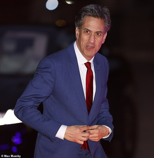 Pictured: Ed Miliband arriving at the event hosted by King Charles and Prince William