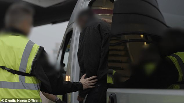 Only 26 migrants have been returned to France under the 'one in, one out' deal so far - including some sent back aboard a Home Office charter flight last week, pictured