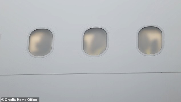 Migrants were sent back to France aboard the charter flight, pictured, last Thursday - which carried 10 people - and another on Thursday this week, which carried nine