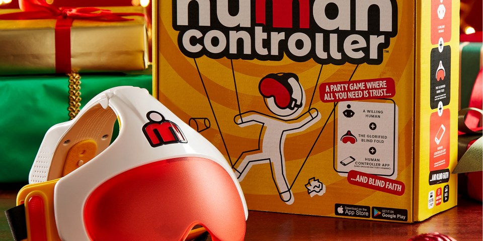 Hamleys Human Controller board game set, a party game involving a blindfold and human controller app.