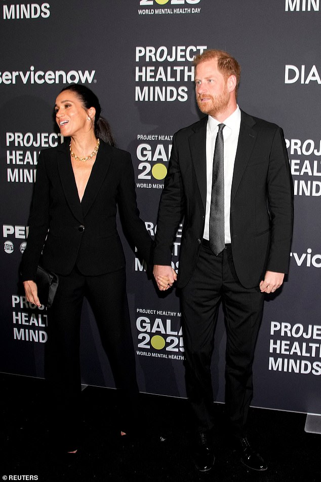 The Duke and Duchess of Sussex are being recognised as humanitarians of the year at the Project Health Minds mental health gala at the flashy Spring Studios venue