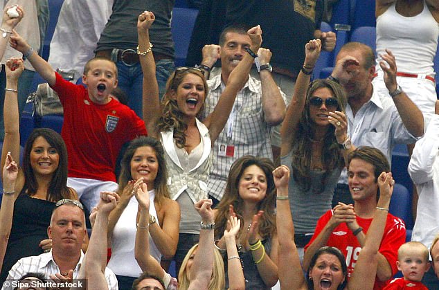 Vanessa Peroncel, Brooklyn Beckham, Carly Zucker, Cheryl Cole and Victoria Beckham pictured at the 2006 FIFA World Cup Quarter Final in Germany