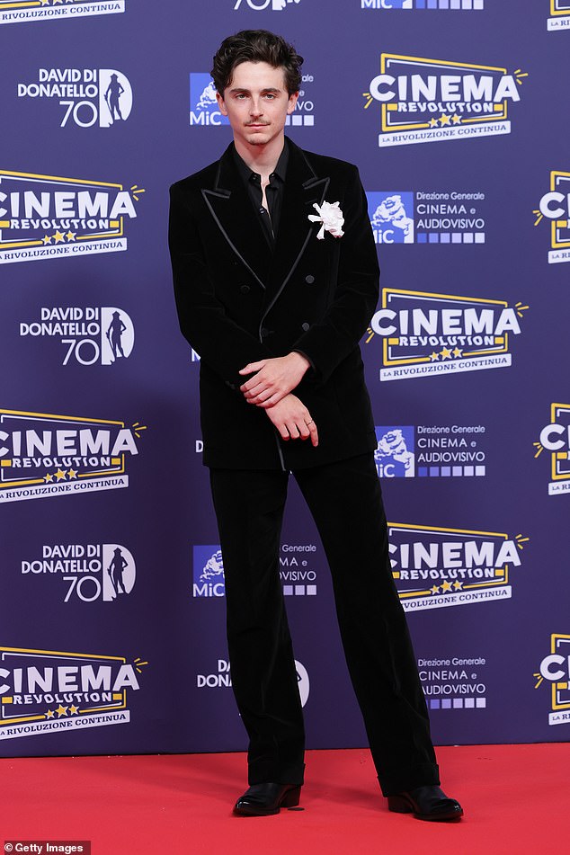 Timothee Chalamet attends the photocall during the 70th David Di Donatello at Cinecitta Studios on May 07, 2025