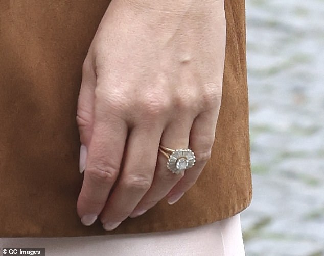 The actress, who played Hermione Granger in the Harry Potter films, was wearing an impressive, vintage-style sparkler on her ring finger containing a large diamond