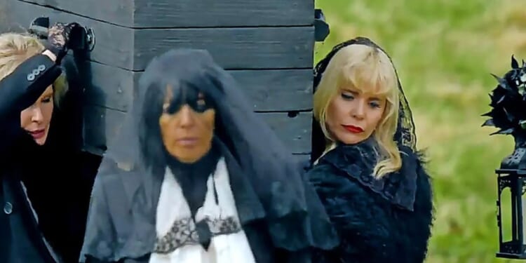 Dramatic moment The Celebrity Traitors stars carry coffin to contestant's 'FUNERAL' - but which celeb was first victim?