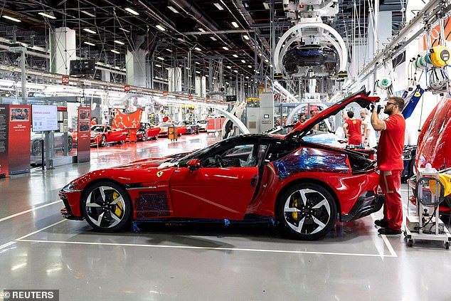 Ferrari said it expects about 40 percent of its sales to be gas, 40 percent to be hybrid, and 20 percent to be fully electric