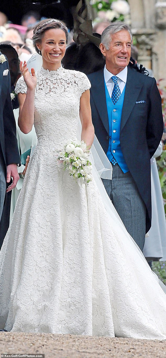 Pippa Middleton captivated guests when she tied the knot with financier James Matthews at St Mark's Church in Englefield, Berkshire, wearing an exquisite ivory lace gown by British couturier Giles Deacon