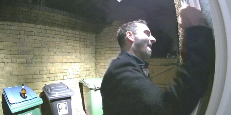 Terrifying moment stalker kicks down woman's door after sending boyfriend chilling ‘I will rape your girlfriend’ threat