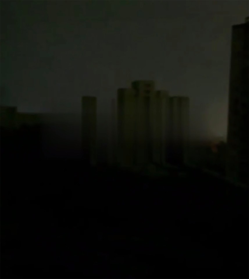 Kyiv in darkness after Russian missile strike.