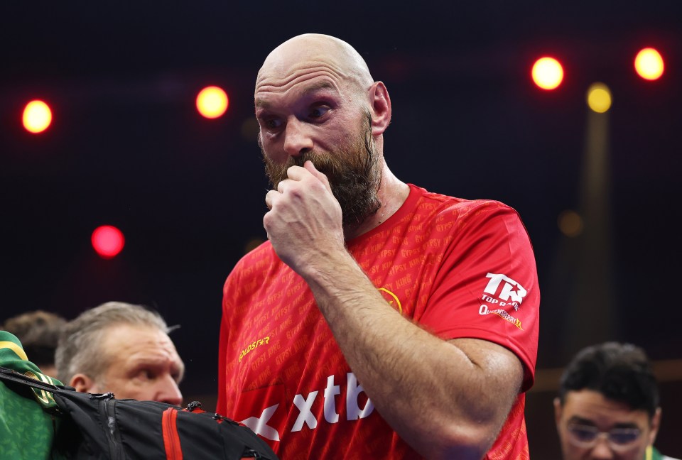 Tyson Fury reacts after his defeat in the Undisputed World Heavyweight title fight.