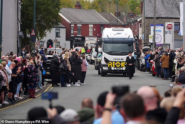 The cortege passes Hatton's Gym in Hyde, ahead of a funeral service for Ricky Hatton today