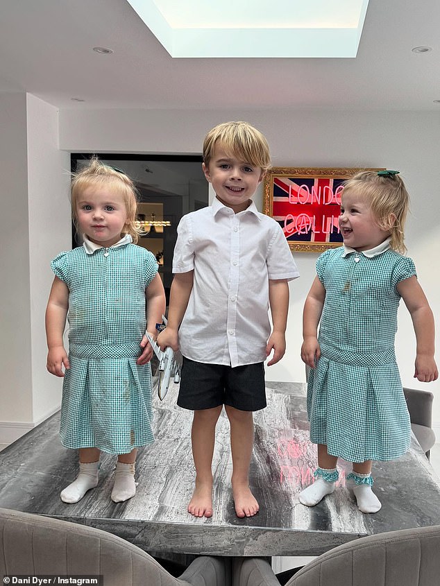 As she recovers at home, Dani spent time with her son Santiago, four, who she shares with an ex, and twin daughters Star and Summer, two, who she shares with husband Jarrod Bowen