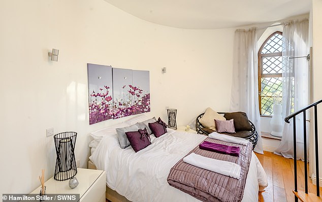 The property has a bright, airy feel with whitewashed walls, characterful mullion windows in wooden frames and a modern, up-to-date finish