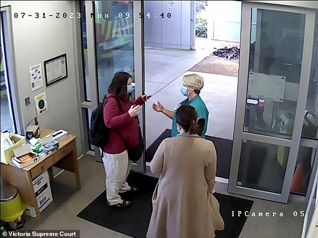 CCTV shows Patterson checking herself out of Leongatha Hospital against advice
