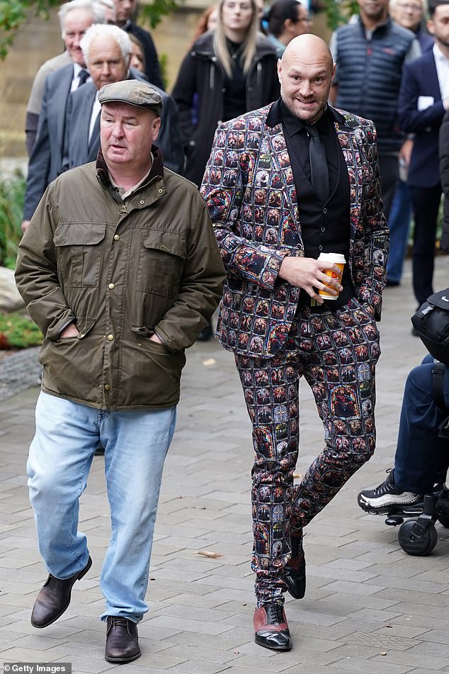 Tyson Fury attends the funeral of Ricky Hatton at Manchester Cathedral this morning