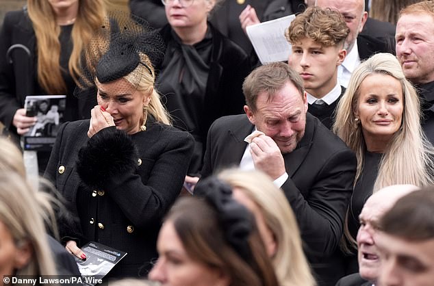 Claire Sweeney (left) eaves the funeral of her former boyfriend Ricky Hatton this afternoon