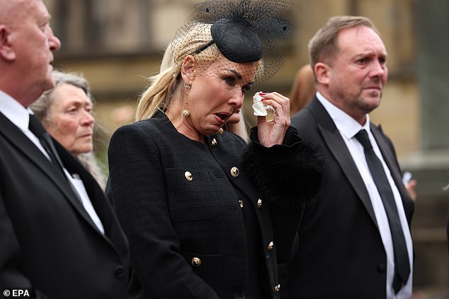 Claire Sweeney leaves the funeral of her former boyfriend Ricky Hatton this afternoon