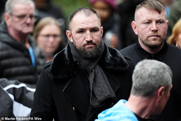 Boxer Hughie Fury arrives ahead of the funeral service for Ricky Hatton in Manchester today
