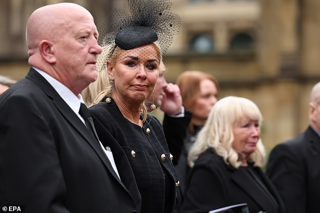 Claire Sweeney leaves the funeral of her former boyfriend Ricky Hatton this afternoon