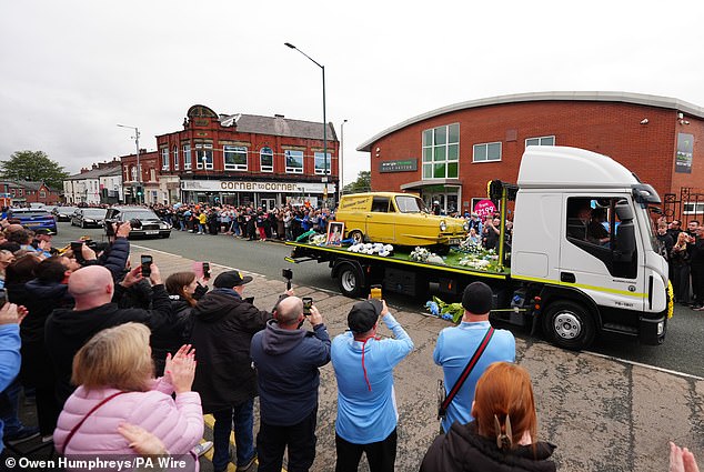 Hatton's three-wheeled Reliant Robin from Only Fools and Horses outside Hatton's Gym today
