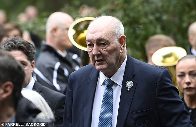 Former Manchester City goalkeeper Joe Corrigan arrives at Manchester Cathedral today