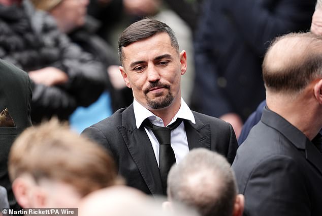 Former boxer Anthony Crolla arrives ahead of the funeral service for Ricky Hatton today