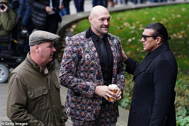 Tyson Fury attends the funeral of Ricky Hatton at Manchester Cathedral this morning