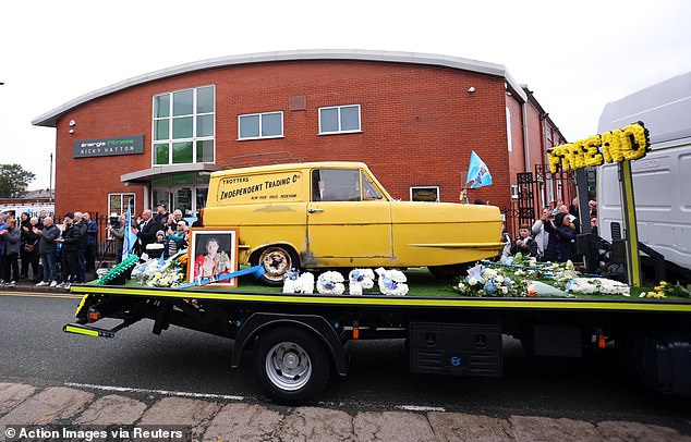 Hatton's three-wheeled Reliant Robin from Only Fools and Horses outside Hatton's Gym today