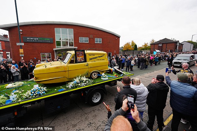 Hatton's three-wheeled Reliant Robin from Only Fools and Horses outside Hatton's Gym today
