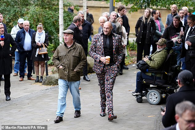 Tyson Fury attends the funeral of Ricky Hatton at Manchester Cathedral this morning