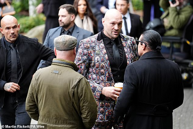 Tyson Fury attends the funeral of Ricky Hatton at Manchester Cathedral this morning