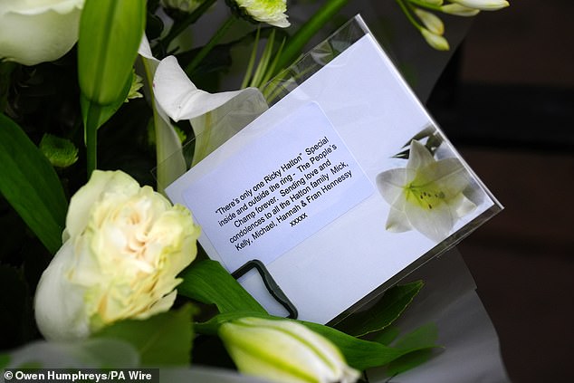 Tributes outside Hatton's Gym in Hyde ahead of the funeral procession this morning