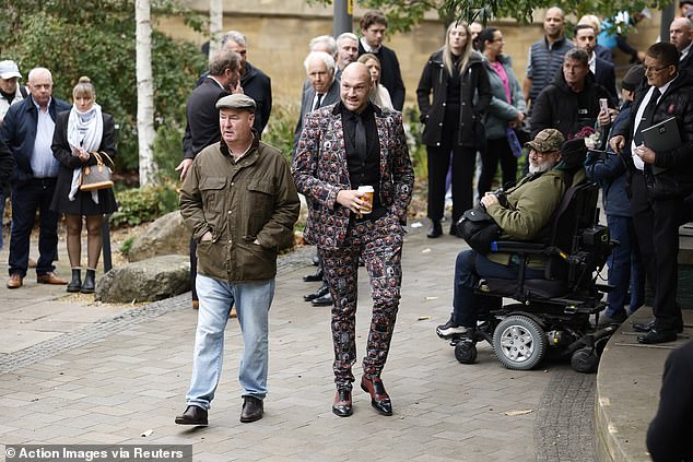 Tyson Fury attends the funeral of Ricky Hatton at Manchester Cathedral this morning