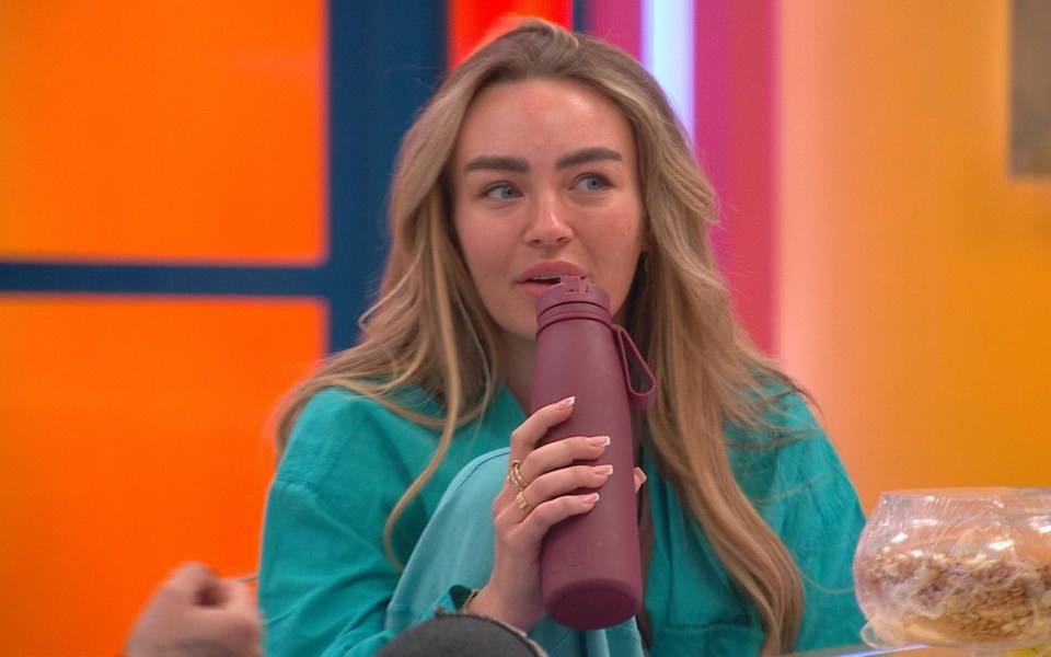 Ella Rae Wise drinking from a water bottle on Celebrity Big Brother.