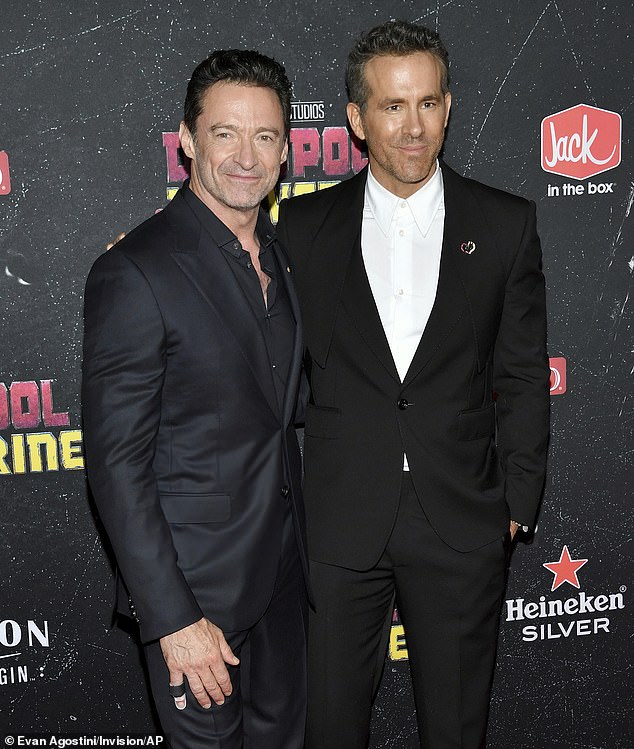 Ryan praised Hugh, saying, 'm very proud and very lucky and actually honored to be able to call this person a friend of mine for 17, maybe 18 years' (pictured together in July 2024)